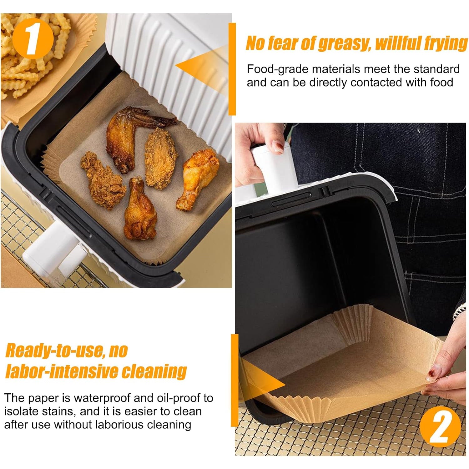 Square Air Fryer Disposable Paper Liner (50 Pcs Set / 160mmx45mm) Square Air Fryer Disposable Paper Liner (50 Pcs Set / 160mmx45mm)